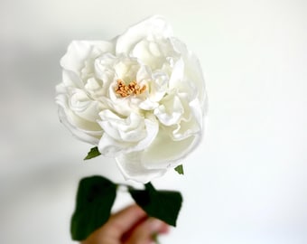 Peonía artificial de tacto suave, flor artificial para ramo de novia, tallo floral, peonía realista para decoración del hogar, arreglo floral artificial True Touch