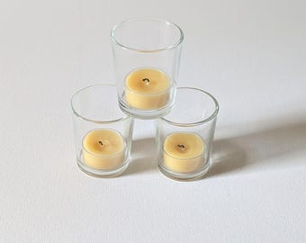 Vela votiva, vela de té y portavelas, decoración del hogar, diseño moderno y sencillo, vela de cera de abeja con recipiente, centro de mesa para bodas.