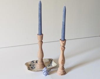 Portavelas cónico de madera personalizado de 20 cm (8 pulgadas) estilo rústico de granja, portavelas cónico pintado, centro de mesa, comedor, repisa de chimenea, casa de campo
