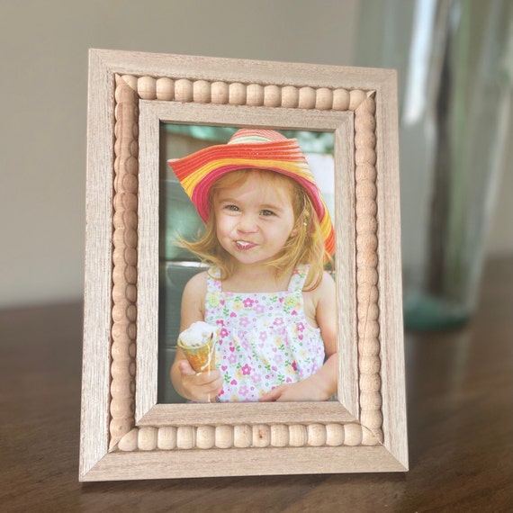 Boho picture frame for home decor picture frame boho wood beaded frame 4x6 beaded wood frame unique photo frame for wall rustic beaded frame