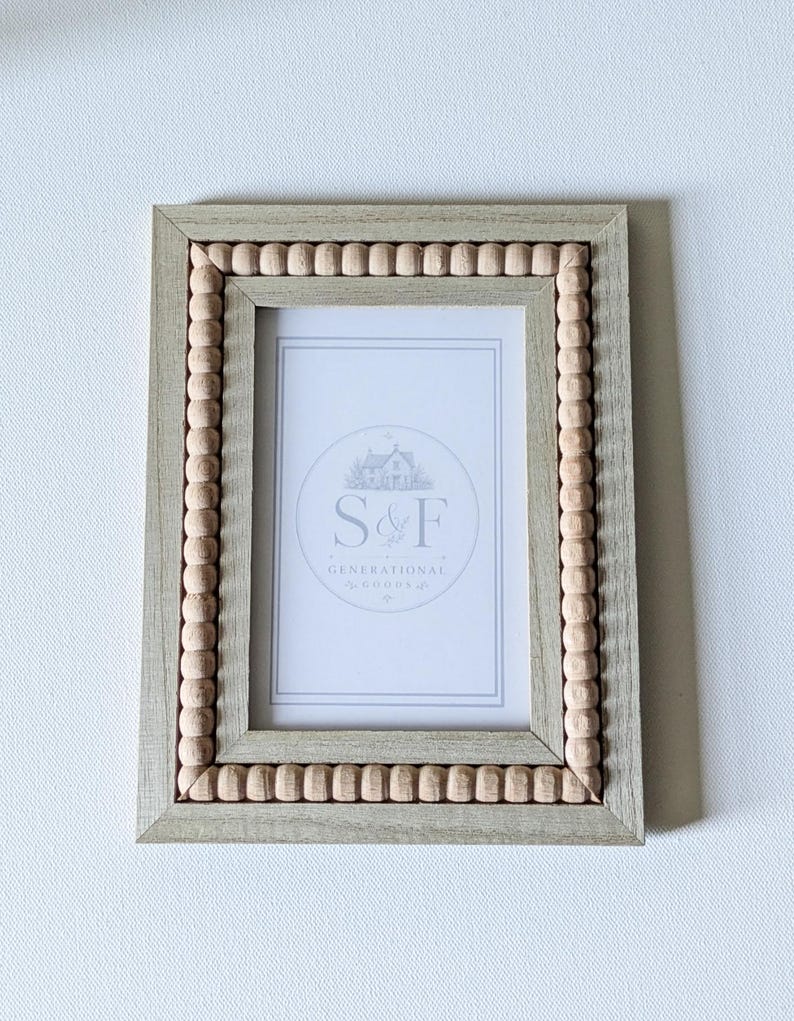 boho wood beaded frame for 4x6 picture wedding decor