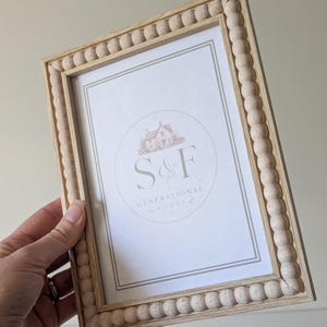 wood beaded photo frame 5x7 wedding gift table decor for wedding reception bride and groom picture frame beaded coastal theme wedding frame
