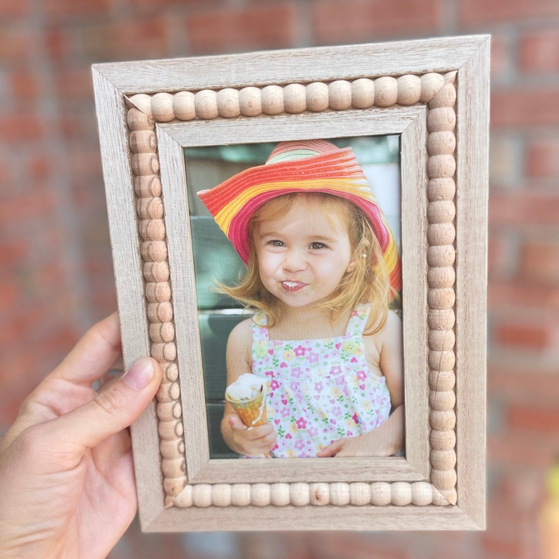 home decor picture frame boho wood beaded frame