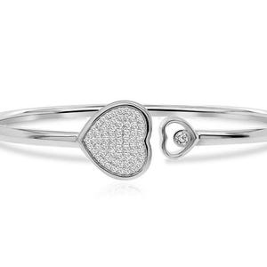 Heart Sterling Silver Bangle Set With CZ’s