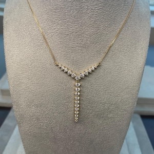 Collier en « Y » plaqué or serti de pierres CZ de haute qualité de qualité 7-A