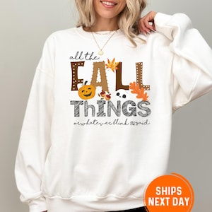 All the Fall Things Sweatshirt, Ghost Pumpkin Design