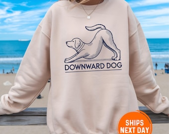 Dog Yoga Hoodie, Downward Dog Pose, Cotton-Poly Blend