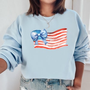 Coquette 4th of July, American Flag, Memorial Sweatshirt, Women&#39;s Sweatshirt, Retro 4th of July, Patriotic Sweatshirts, Independence Day