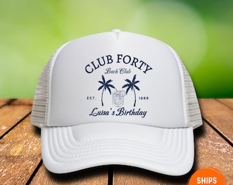 Custom Social Club Trucker Hat, Beach Bachelorette Birthday Party Cap