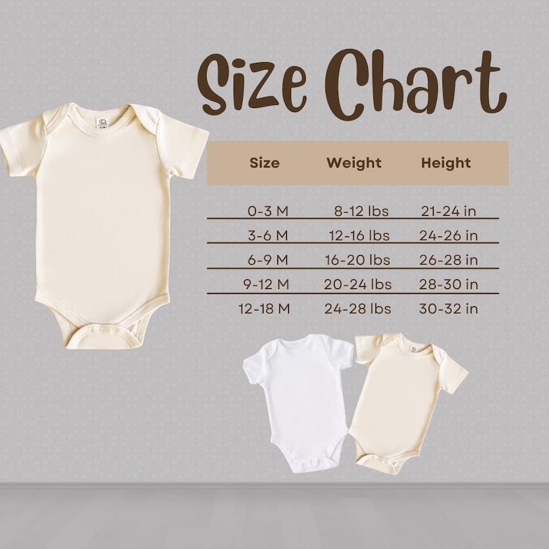 a baby bodysuit size chart for a baby