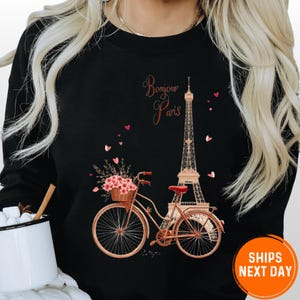 Bonjour Paris Sweatshirt, Eiffel Tower Sweatshirt, Travel To France Outfit, Gift For Paris Lover, Music Teacher,Music Teacher Gifts
