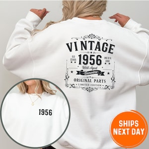 Vintage 1956 Birthday Sweatshirt, Gift for Grandma, Gigi Hoodie, Vintage 1956 Sweatshirt, Original Parts Limited Edition Tee,
