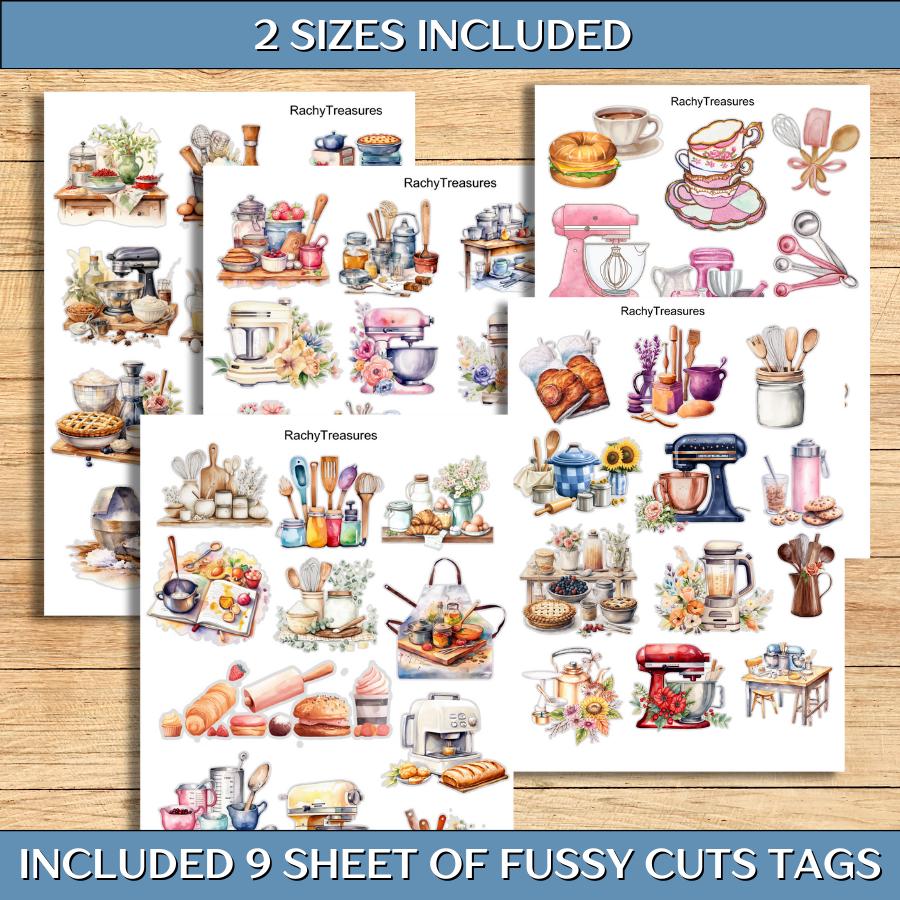 105+ Retro Kitchen Fussy Cuts, Printable Junk Journal Kit, Baking Fussy ...