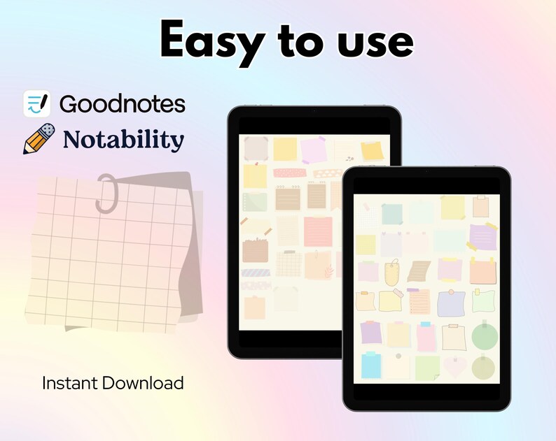 70 + Transparent Sticky Notes Digital Stickers Pack, Time Blocking ...