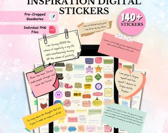 140 + Inspirational Digital Stickers Bundle, Positive Affirmation Stickers, Motivational Stickers, Aesthetic Good Notes Planner Stickers PNG