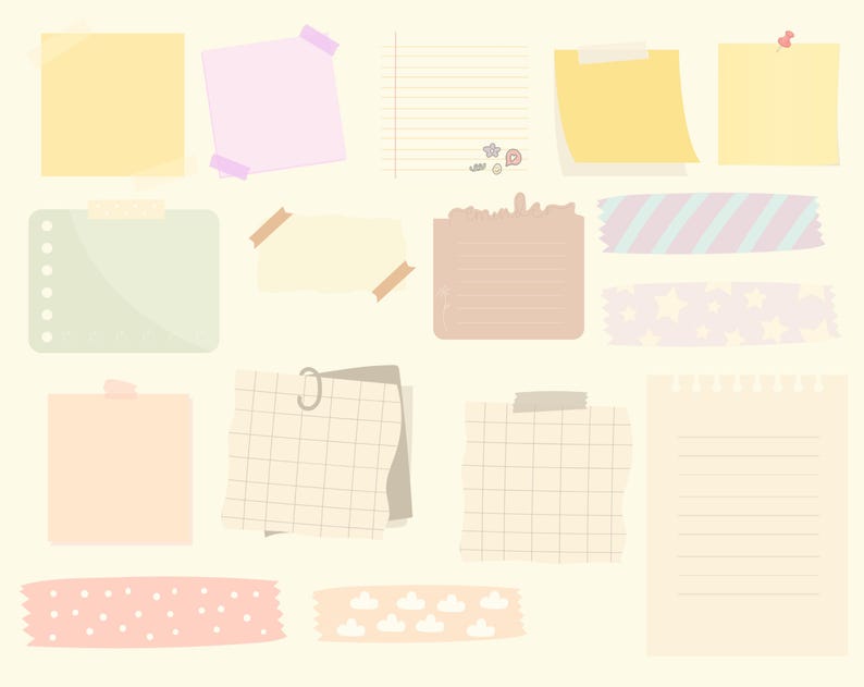 85 Transparent Sticky Notes Digital Stickers Pack, Time Blocking Color