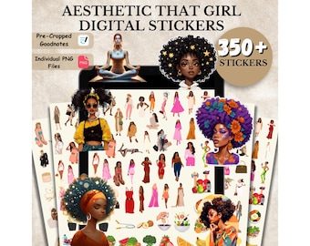 350 + Aesthetic Girl Digital Stickers Pack, Goodnotes Stickers, Planner Stickers, Journal Stickers, iPad Stickers, Pre-cropped Stickers