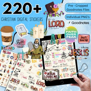 220+ kristna digitala klistermärken, iPad Goodnotes-klistermärken, trosklistermärken, bibelvers-klistermärken, Jesus-klistermärken, bibelstudieklistermärken