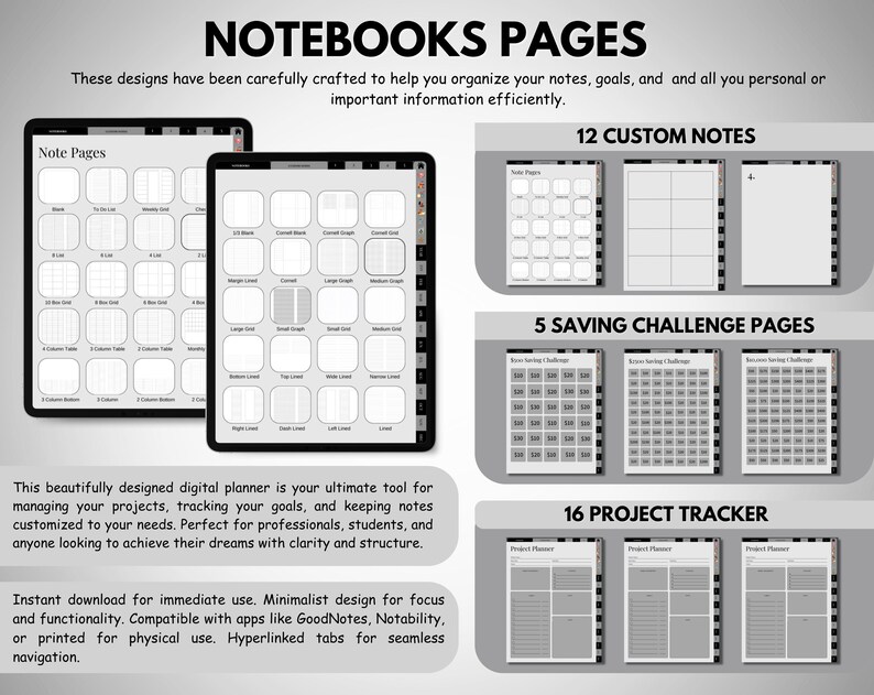 Dark ADHD Digital Planner, 2026 2027 2028 Goodnotes Planner, Adult ADHD ...