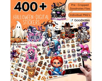 400 + Halloween Digital Stickers Pack, Goodnotes Stickers, Spooky Season Stickers, Halloween Stickers, Ghost Stickers, Pumpkin Stickers PNG