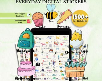 1500 + Everyday Digital Stickers for Goodnotes, Daily Life Stickers Pack, Digital Planner Stickers, Goodnotes Stickers, Daily Words Stickers
