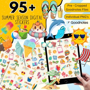Über 95 digitale Sommeraufkleber, vorgeschnittene saisonale Aufkleber, Sommerzeit-Goodnotes-Aufkleber, digitale Planeraufkleber, Ipad-Aufkleberpaket