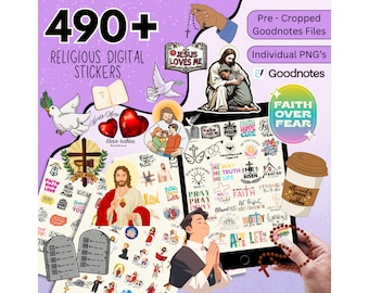 Pegatinas religiosas, pegatinas digitales de Goodnotes, pegatinas de estudio bíblico, pegatinas cristianas, pegatinas de fe, pegatinas de Jesús, pegatinas de versículos bíblicos