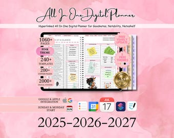 All in one Digital Planner, Goodnotes Planner, Daily Weekly Monthly Journal, Ipad Planner, Apple Google Calendar, Dated Digital Planner