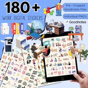 180+ Work Digital Stickers Pack, Office Work Digital Planner Stickers, Office Goodnotes Stickers, Work Planner Stickers, Daily Life Stickers