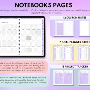 Peut inclure: Un planificateur num&eacute;rique avec diff&eacute;rentes mises en page de pages, y compris des pages de notes, des pages de planification d'objectifs et des suivis de projets. Le planificateur est con&ccedil;u pour une utilisation num&eacute;rique et pr&eacute;sente un design minimaliste.