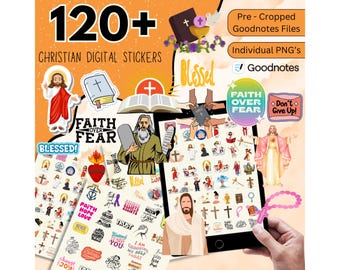 120+ chrześcijańskich naklejek cyfrowych, naklejki religijne, naklejki cyfrowe z Biblią, naklejki z cytatami chrześcijańskimi, naklejki do cyfrowego planera, naklejki PNG