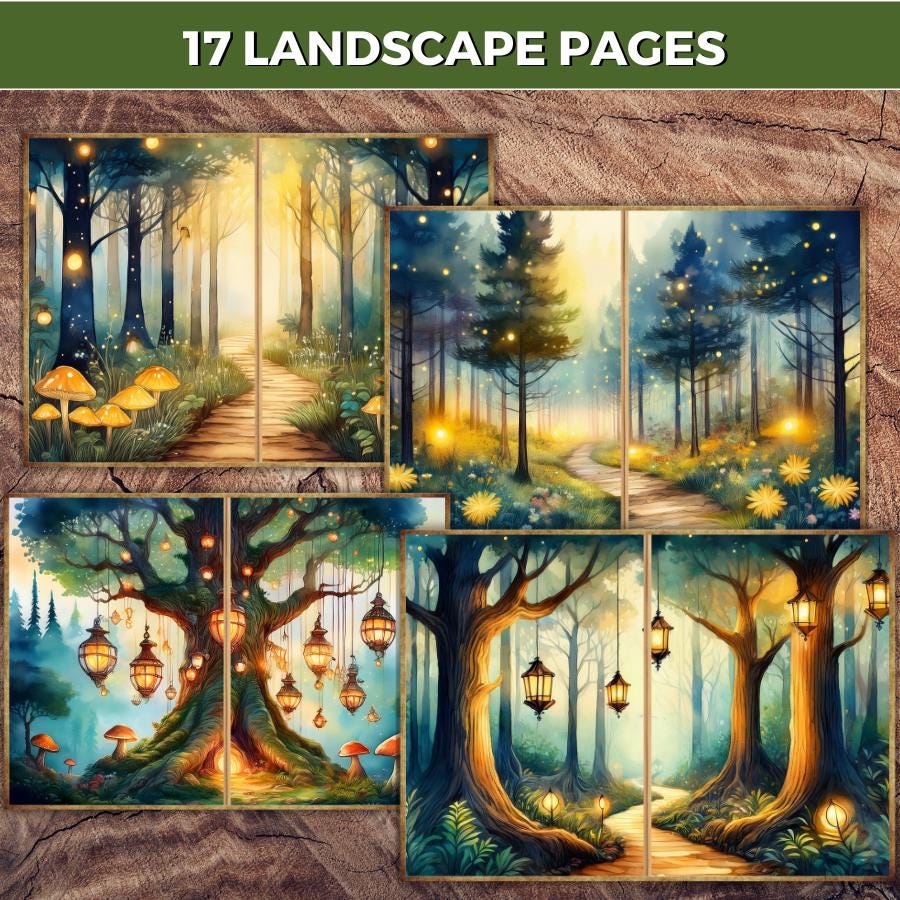 Enchanted Forest Junk Journal Kit, Woodland Ephemera, Fantasy Printable ...