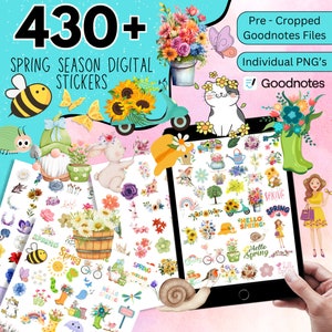 430 + Frühlings-Saison Digitale Aufkleber, Blumenaufkleber, Goodnotes-Aufkleber, Pflanzenaufkleber, Goodnotes-Blumenaufkleber, Frühlingsaufkleber