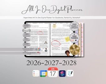 Minimalistic Digital Planner, Goodnotes Planner, All in One Digital Planner 2026 2027 2028, Life Planner, Hyperlinked Planner, Ipad Planner