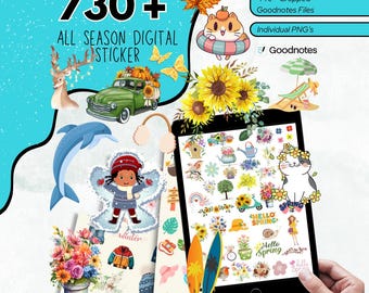 Plus de 730 stickers numériques saisonniers, Stickers été, Stickers automne, Stickers Goodnotes, Stickers vacances, Stickers Ipad, Stickers toutes saisons