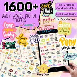 1600+ Daily Words Digital Stickers, Everyday Digital Sticker Pack, GoodNotes Stickers For Daily Life, Digital Planner Stickers, PNG Stickers