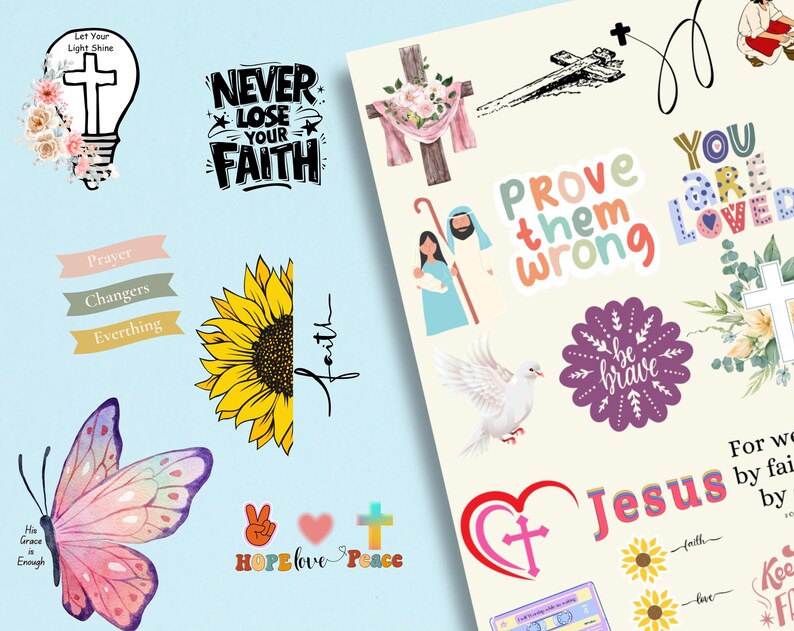 450+ Faith Digital Stickers Pack, Christian Digital Stickers, Bible ...