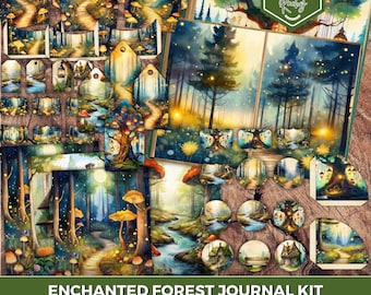 May include: An enchanted forest journal kit with watercolor illustrations of a forest scene with mushrooms, trees, and a winding path. The kit includes various journal embellishments and the text "Enchanted Forest Journal Kit".