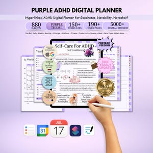 Adhd Planner, ADHD Daily Planner, Goodnotes Planner, Self Care Planner, Adult ADHD Planner for Productivity, Adhd Journal, iPad Planner