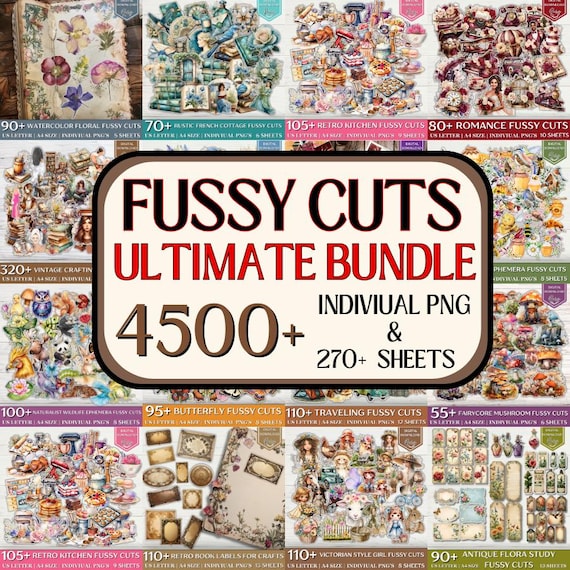 4500+ Mega Fussy Cut Bundle, Floral Fussy Cuts, Junk Journal Kit, Scrapbook Supplies, Vintage Fussy Cut, Fussy Cut Ephemera, Journal Sticker