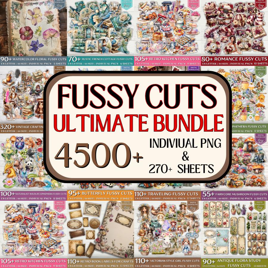 4500+ Mega Fussy Cut Bundle, Floral Fussy Cuts, Junk Journal Kit, Scrapbook Supplies, Vintage Fussy Cut, Fussy Cut Ephemera, Journal Sticker