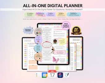 All-in-One Digital Planner 2026 - 2028 Digital Goodnotes Template, Digital Journal, Monthly Planner, Daily Planner, Apple Google Calendar