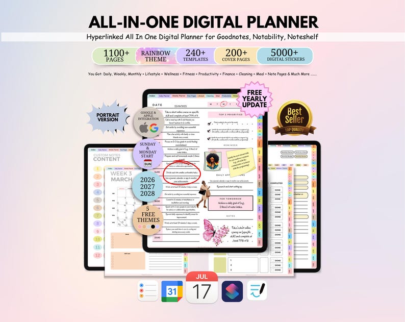All-in-one Digital Planner 2026 - 2028 Digital Goodnotes Template ...