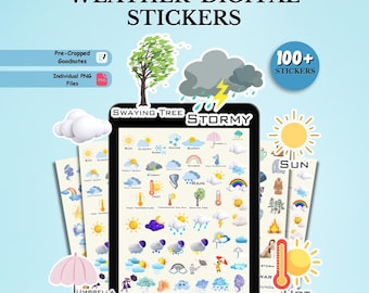 100 + Weather Digital Stickers, Goodnotes Stickers Pack, Weather Stickers, Daily Life Stickers, Seasonal Digital Stickers, Weather Icons PNG