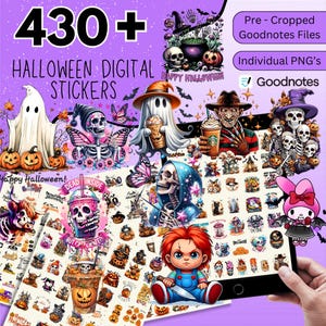 430 + Halloween Digital Stickers Pack, Goodnotes Stickers, Spooky Season Stickers, Halloween Stickers, Ghost Stickers, Pumpkin Stickers PNG