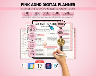 ADHD Digital Planner, Adult ADHD Planner for Productivity, 2026 2027 2028 Goodnotes Ipad Planner, Self Care Planner, ADHD Daily Planner