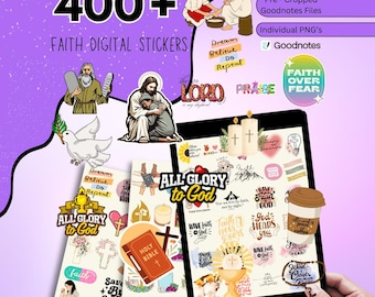Paquete de más de 450 pegatinas digitales de fe, pegatinas digitales cristianas, pegatinas para estudio bíblico, pegatinas religiosas, pegatinas para Goodnotes, pegatinas para agendas.