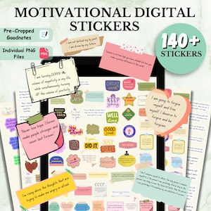 140+ Motivational Digital Stickers Pack, Inspirational Digital Stickers, Motivational Quotes Sticker, Planner Stickers, Affirmation Stickers
