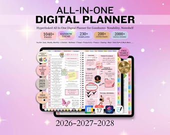 All-in-One Digital Planner 2026 2027 2028, GoodNotes Planner, iPad & Android Planner, Digital Calendar, Daily, Weekly, Monthly Journal