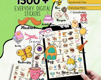 1600 + Everyday Digital Stickers for Goodnotes, Daily Life Stickers Pack, Digital Planner Stickers, Goodnotes Stickers, Daily Words Stickers